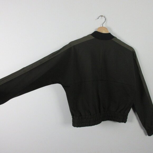 Club Monaco Cropped Bomber Jacket Women's XS Black Viscose Blend Zip Up 566 - Picture 7 of 11